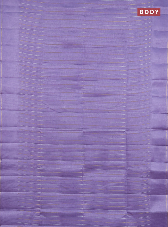 Semi tussar saree lavender with allover silver & zari weaves pattern and simple zari woven border