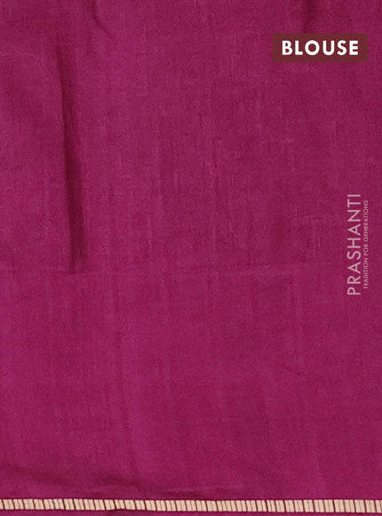 Semi tussar saree wine with allover zari checks and simple zari woven border