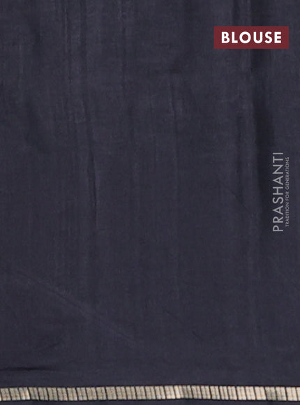 Semi tussar saree black with allover zari checks and simple zari woven border