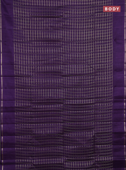 Semi tussar saree violet with allover zari checks and simple zari woven border