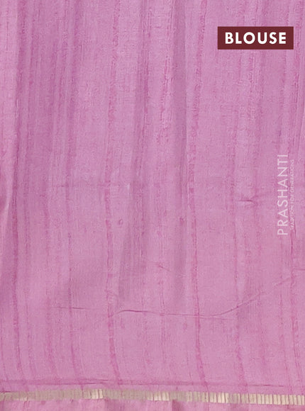Semi tussar saree multi colour and pink with allover zari checks and simple zari woven border
