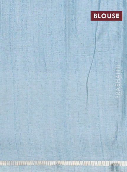 Semi tussar saree multi colour and teal blue with allover zari checks and simple zari woven border