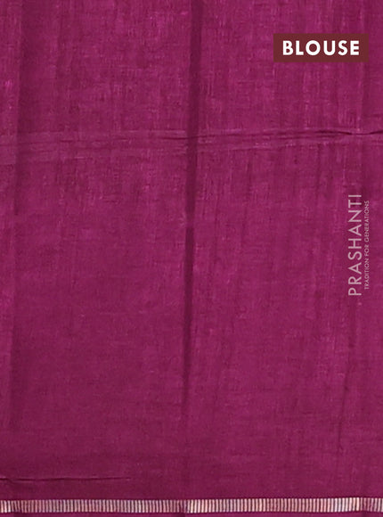 Semi tussar saree wine with allover small zari checked pattern and simple zari woven border