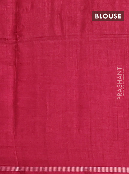 Semi tussar saree maroon with allover small zari checked pattern and simple zari woven border