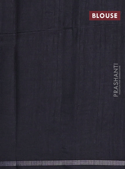 Semi tussar saree black with allover small zari checked pattern and simple zari woven border