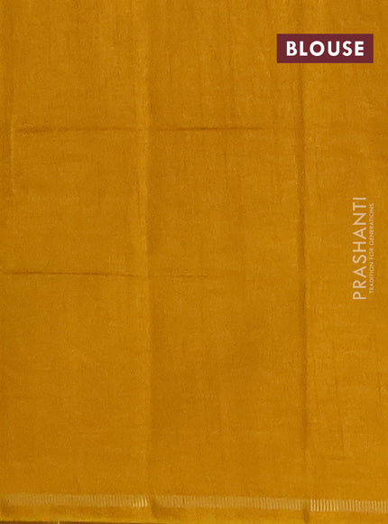 Semi tussar saree mustard yellow with allover small zari checked pattern and simple zari woven border
