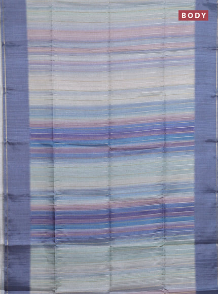 Semi tussar saree multi colour and grey with allover silver & zari weaves pattern and simple zari woven border