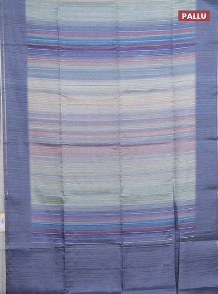 Semi tussar saree multi colour and grey with allover silver & zari weaves pattern and simple zari woven border