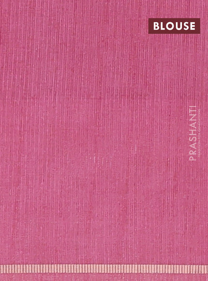 Semi tussar saree multi colour and pink with allover silver & zari weaves pattern and simple zari woven border