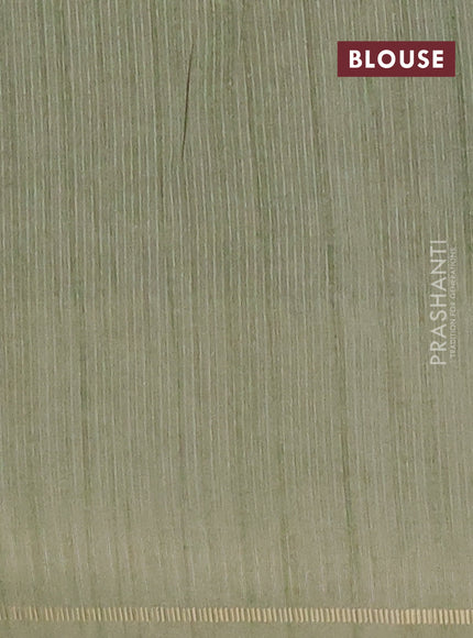Semi tussar saree multi colour and pista green with allover silver & zari weaves pattern and simple zari woven border
