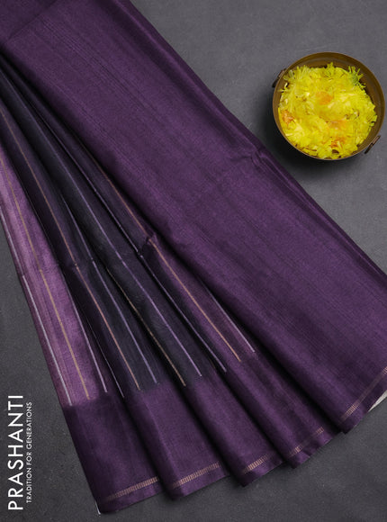 Semi tussar saree multi colour and jamun with allover silver & zari weaves pattern and simple zari woven border