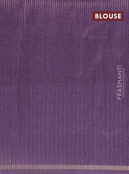 Semi tussar saree multi colour and jamun with allover silver & zari weaves pattern and simple zari woven border