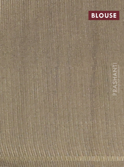 Semi tussar saree multi colour and olive green with allover silver & zari weaves pattern and simple zari woven border