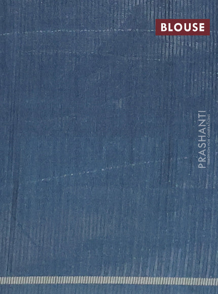 Semi tussar saree multi colour and peacock blue with allover silver & zari weaves pattern and simple zari woven border