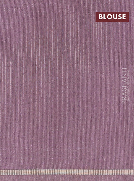 Semi tussar saree multi colour and pastel purple with allover silver & zari weaves pattern and simple zari woven border