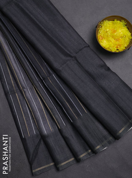 Semi tussar saree multi colour and elephant grey with allover silver & zari weaves pattern and simple zari woven border
