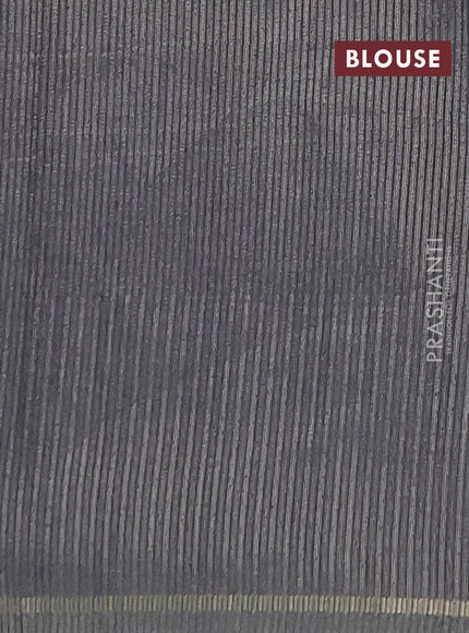 Semi tussar saree multi colour and elephant grey with allover silver & zari weaves pattern and simple zari woven border
