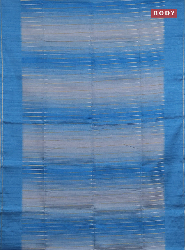 Semi tussar saree multi colour and blue with allover silver & zari weaves pattern and simple zari woven border