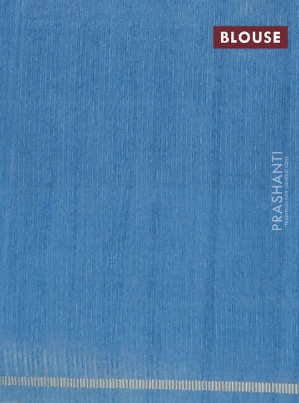 Semi tussar saree multi colour and blue with allover silver & zari weaves pattern and simple zari woven border