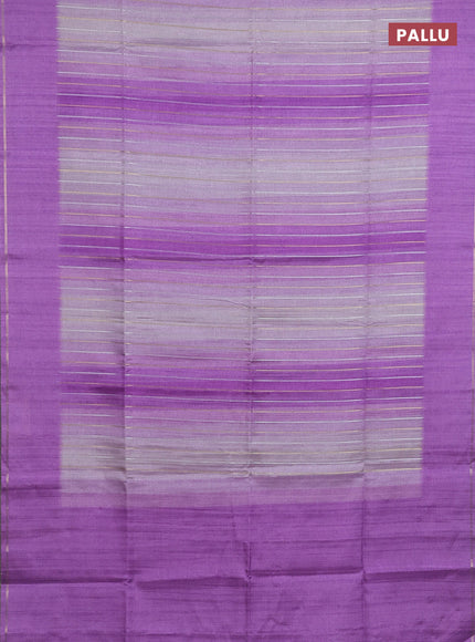 Semi tussar saree multi colour and lavender shade with allover silver & zari weaves pattern and simple zari woven border