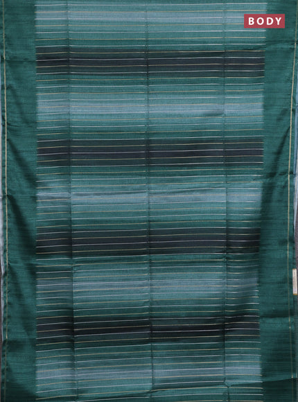 Semi tussar saree multi colour and green with allover silver & zari weaves pattern and simple zari woven border