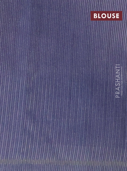 Semi tussar saree multi colour and bluish grey with allover silver & zari weaves pattern and simple zari woven border
