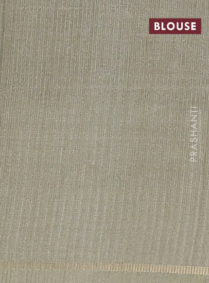 Semi tussar saree multi colour and pastel green with allover silver & zari weaves pattern and simple zari woven border