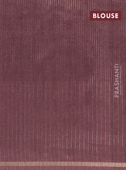 Semi tussar saree multi colour and coffee brown with allover silver & zari weaves pattern and simple zari woven border