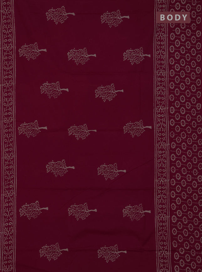 Jaipur cotton saree maroon with butta prints and long printed border