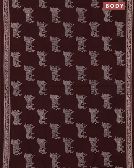 Jaipur cotton saree coffee brown with allover pichwai prints and printed border