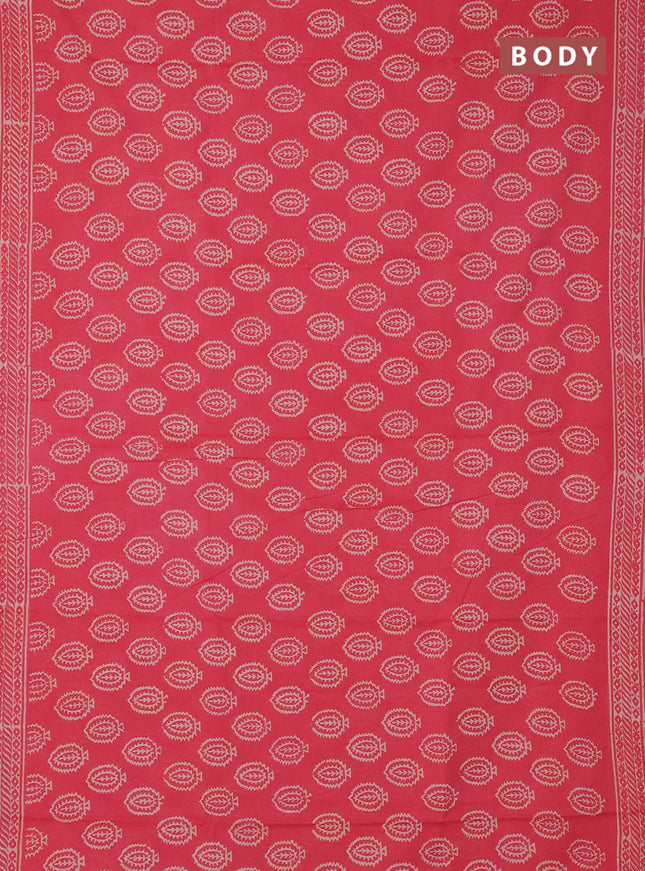 Jaipur cotton saree peach pink with allover butta prints and printed border