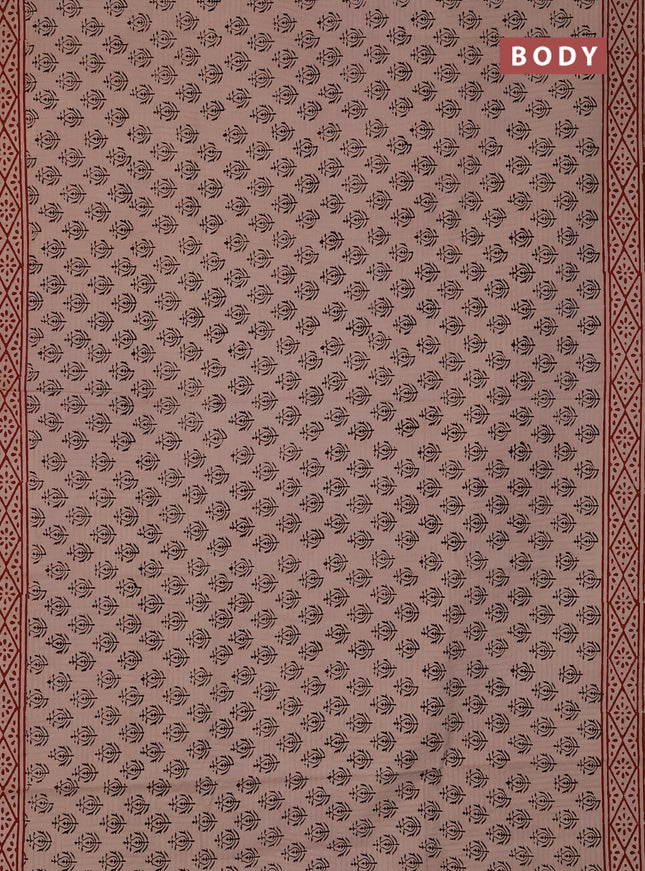 Jaipur cotton saree beige with allover butta prints and printed border