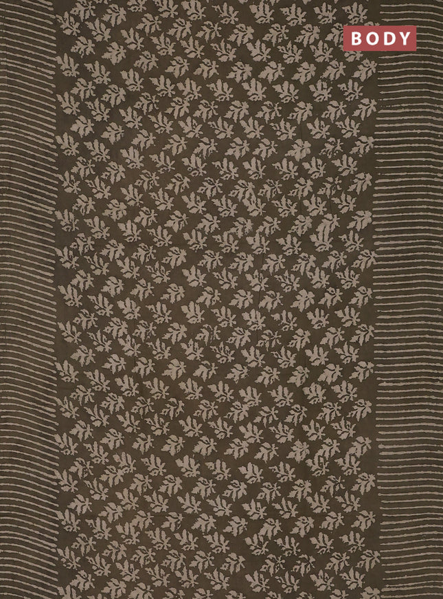 Jaipur cotton saree olive green with allover butta prints and printed border
