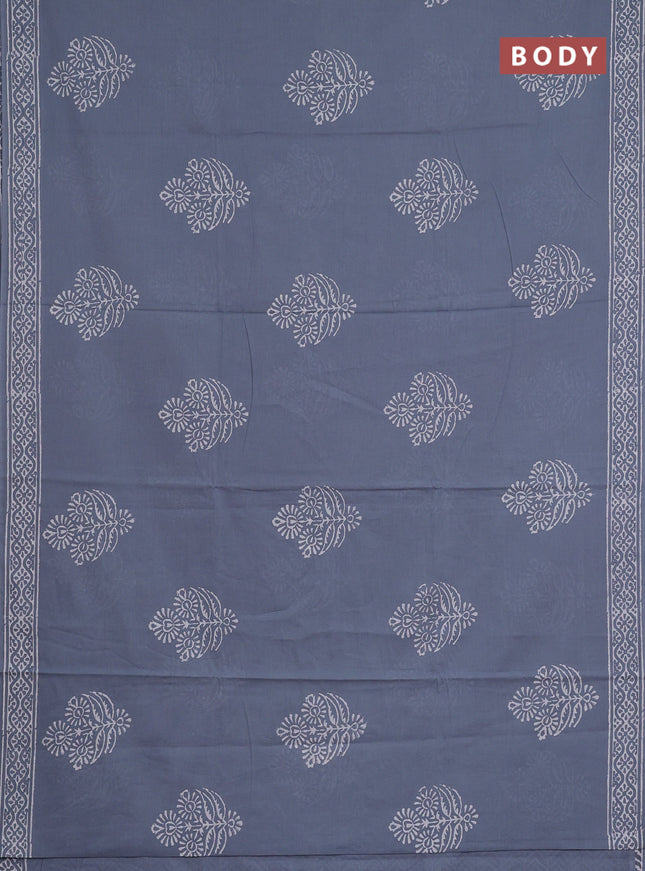Jaipur cotton saree grey shade with butta prints and printed border