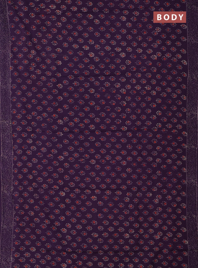 Jaipur cotton saree violet with allover butta prints and printed border