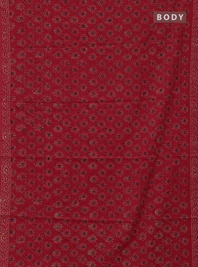 Jaipur cotton saree red with allover butta prints and printed border