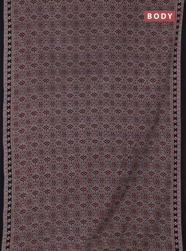 Jaipur cotton saree grey and black with allover prints and printed border