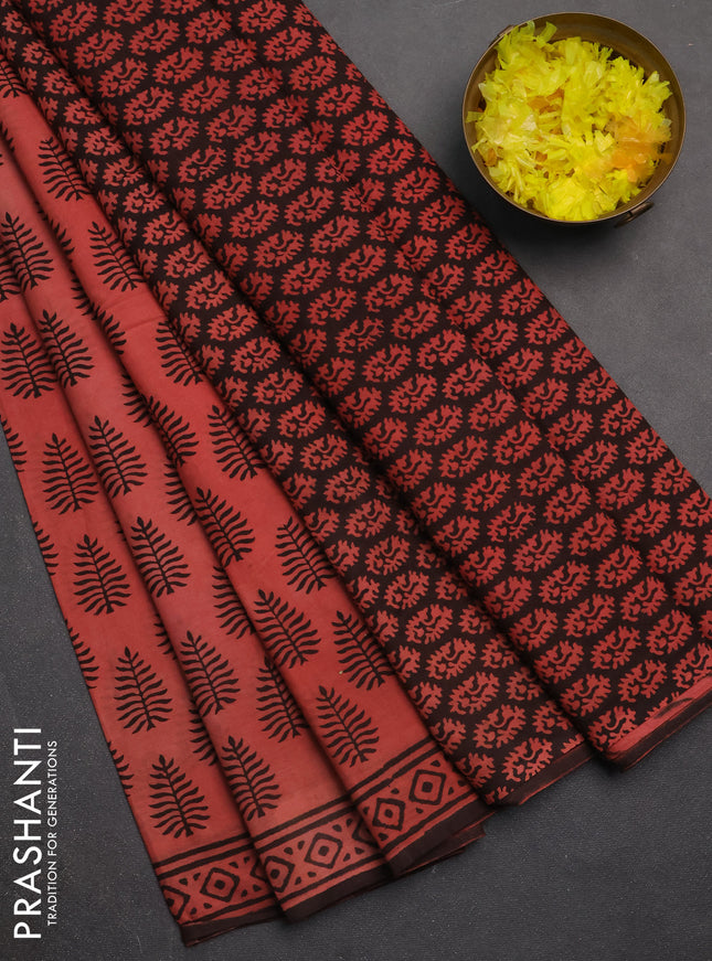 Jaipur cotton saree red shade with allover butta prints and printed border