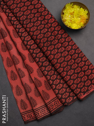 Jaipur cotton saree red shade with allover butta prints and printed border