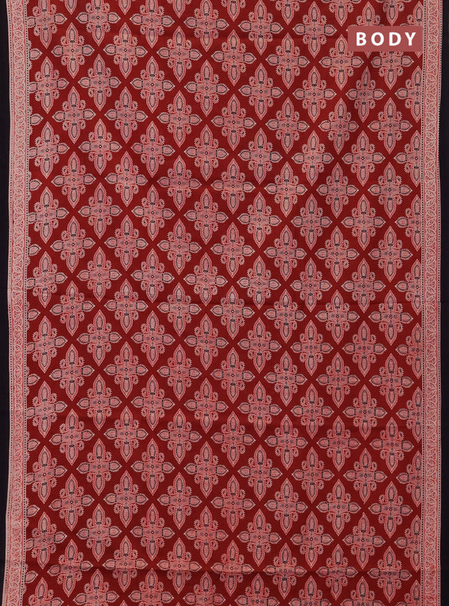 Jaipur cotton saree maroon and black with allover ajrakh prints and printed border