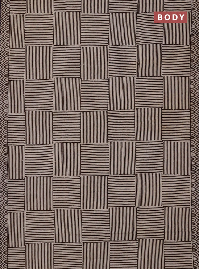 Jaipur cotton saree beige and purple with allover geometric prints and printed border