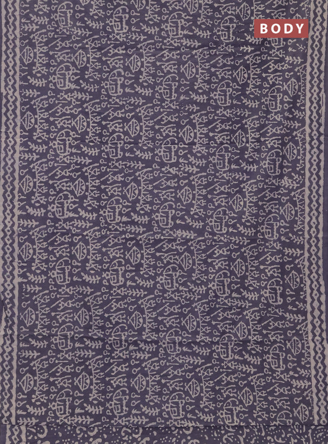 Jaipur cotton saree grey with allover warli prints and printed border