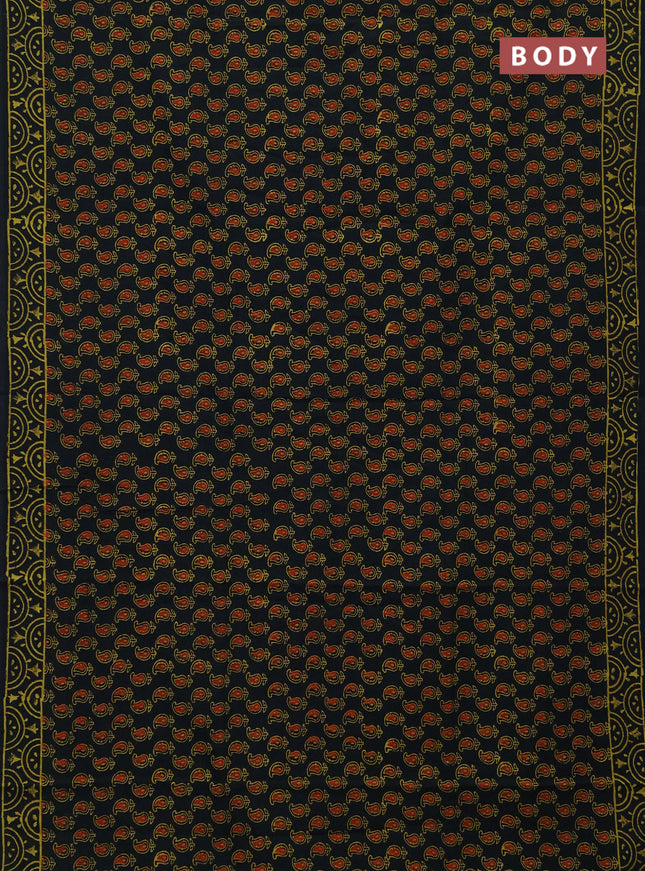 Jaipur cotton saree green with allover butta prints and printed border