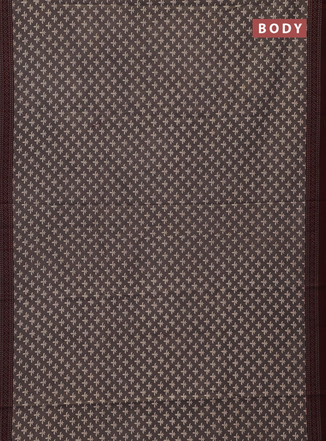 Jaipur cotton saree grey and maroon with allover butta prints and printed border