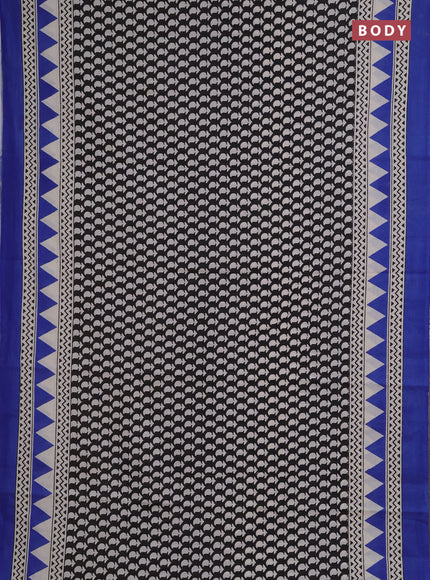 Jaipur cotton saree black and blue with allover butta prints and printed border