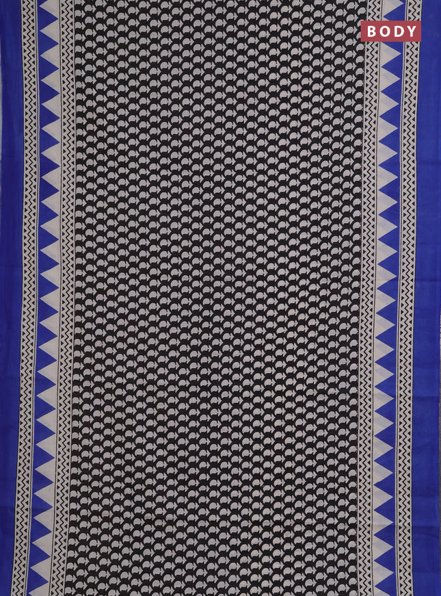 Jaipur cotton saree black and blue with allover butta prints and printed border