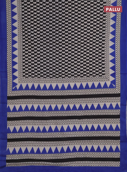 Jaipur cotton saree black and blue with allover butta prints and printed border