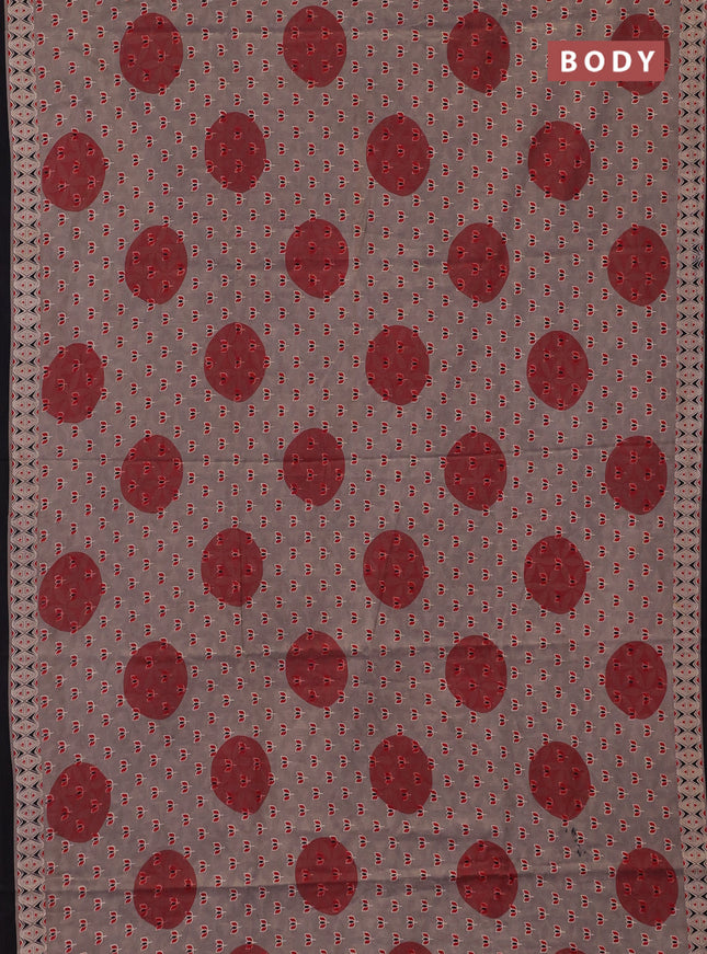 Jaipur cotton saree grey and black with geometric prints and printed border