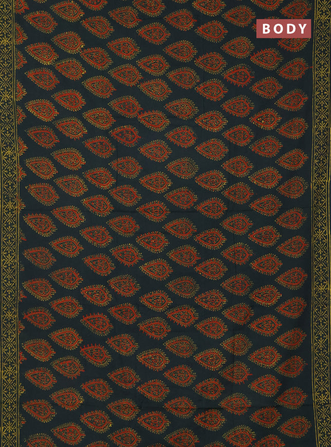 Jaipur cotton saree green with allover butta prints and printed border