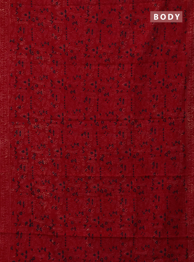Jaipur cotton saree red with allover warli prints and printed border